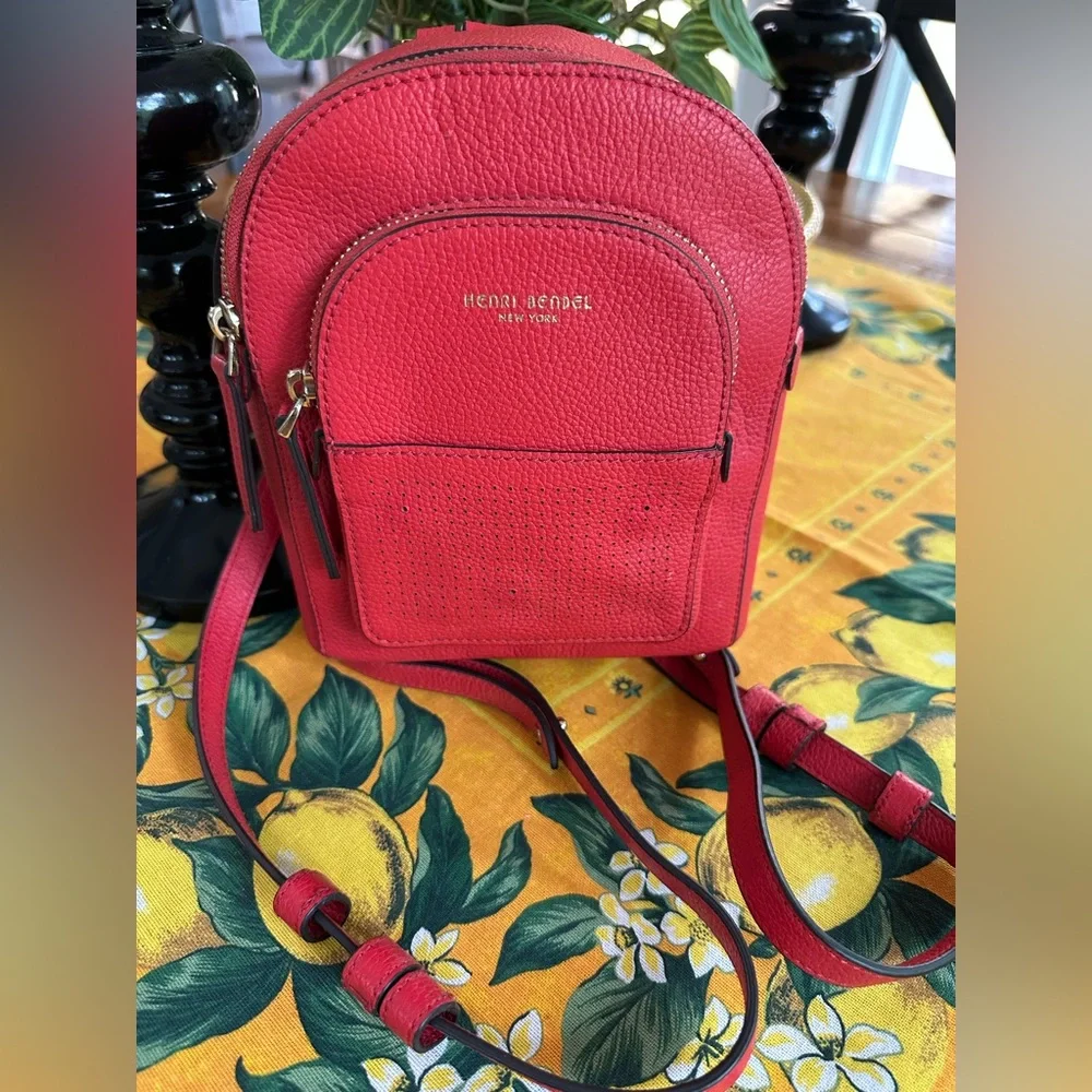 Henri Bendel Influencer Mini Convertible Backpack Coral VGUC